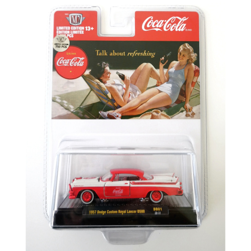1957 Dodge Royal Lancer D-500 Custom M2 Machines Coca Cola CHASE Röd & Vit