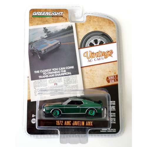 1972 AMC Javelin AMX 401 Greenlight GREEN MACHINE Mörk jadegrön