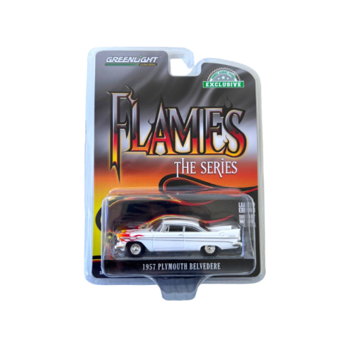 1957 Plymouth Belvedere Vit Flames Greenlight