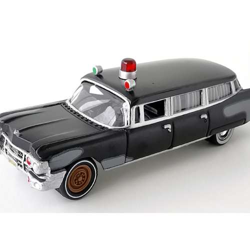 1959 Cadillac Ambulance Pre-Ecto Johnny Lightning Mattsvart