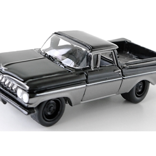 1959 Chevrolet El Camino Johnny Lightning Gloss Black & Silver poly