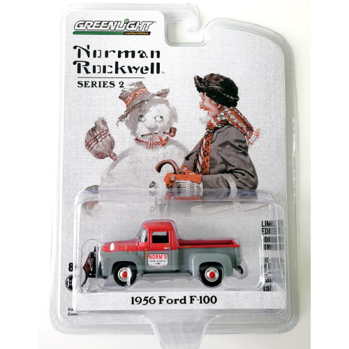 1956 Ford F-100 with Snow Plow Greenlight Röd & Grå